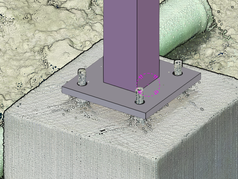 Steel Column Anchor bolt alignment 3D scan - Align all anchor bolts